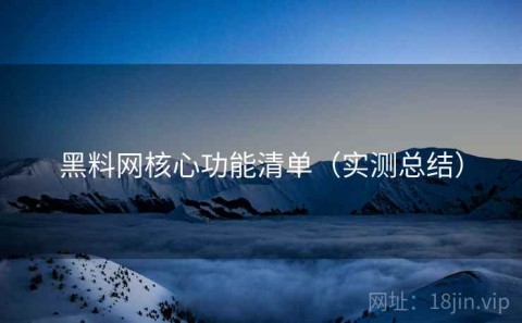 黑料网核心功能清单（实测总结）