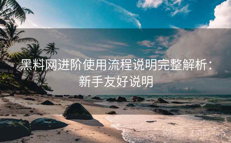 黑料网进阶使用流程说明完整解析：新手友好说明