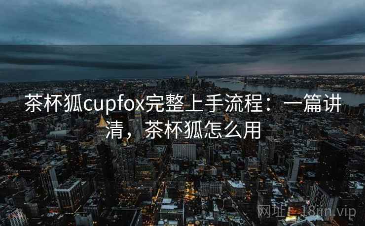 茶杯狐cupfox完整上手流程：一篇讲清，茶杯狐怎么用